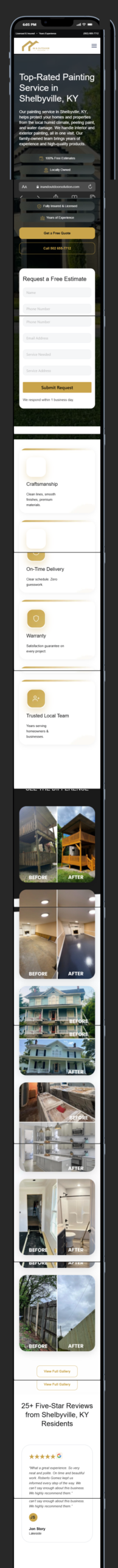 In and Out Door Solution website on mobile