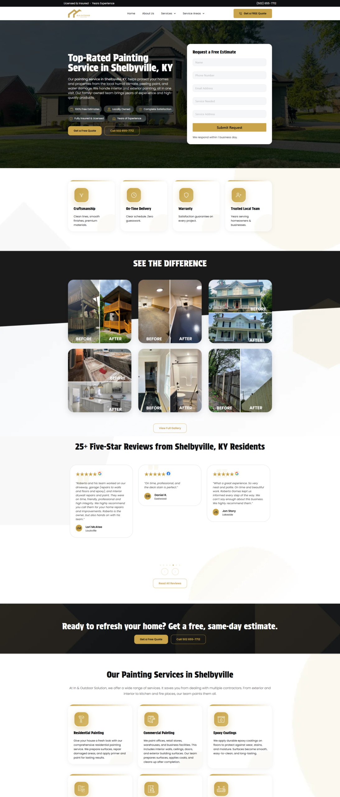 In and Out Door Solution website on desktop